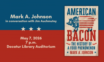 Cover of book and Johnson's picture. Event date and time: May 7, 2026 at 7 p.m.. Location: Decatur Library auditorium.
