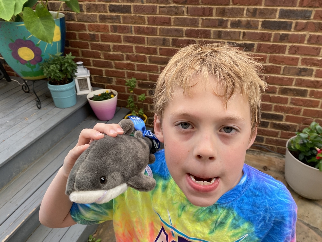 Sloan showing us his own shark bite!
